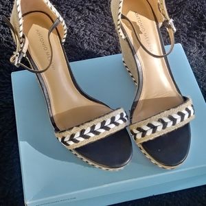 Antonio Melanie Black and White Espadrille Wedges